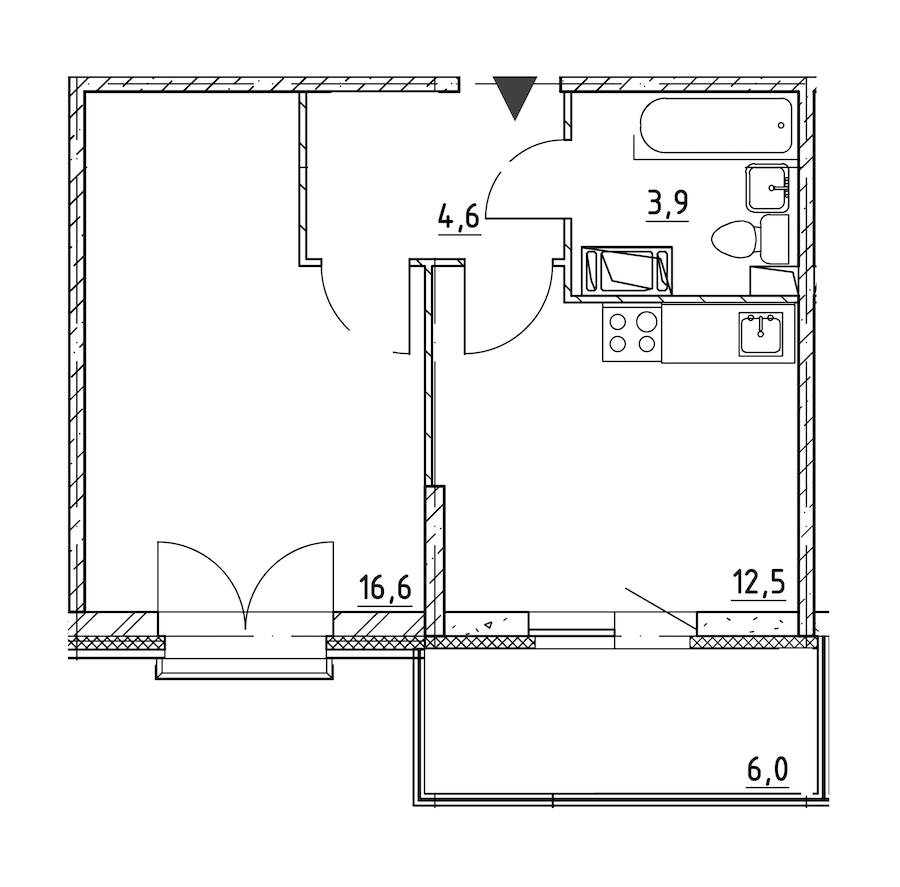 1-комнатная квартира 40.3 м², 4/8 эт., ЖК «Квартал Che»